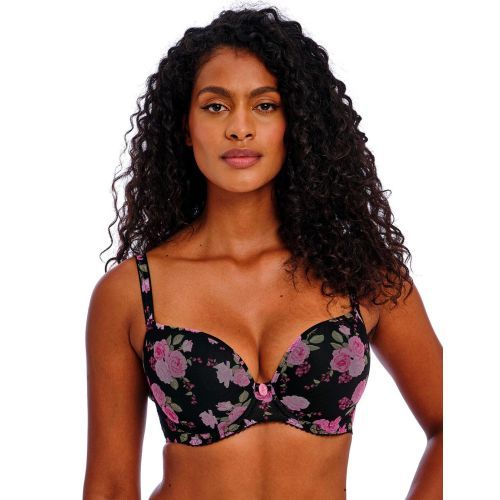 Freya Rose Blossom Moulded Plunge T Shirt Bra - Black Rose