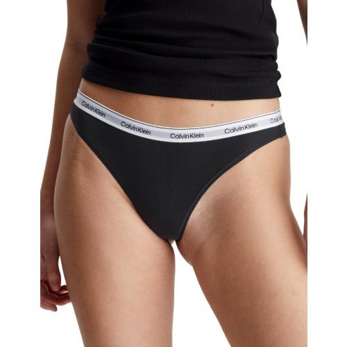 Calvin Klein Modern Logo Thong 3 Pack - Black/ Black/ Black