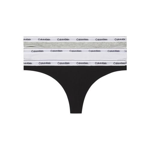 Calvin Klein Modern Logo Thong 3 Pack - Black/ White/ Grey Heather