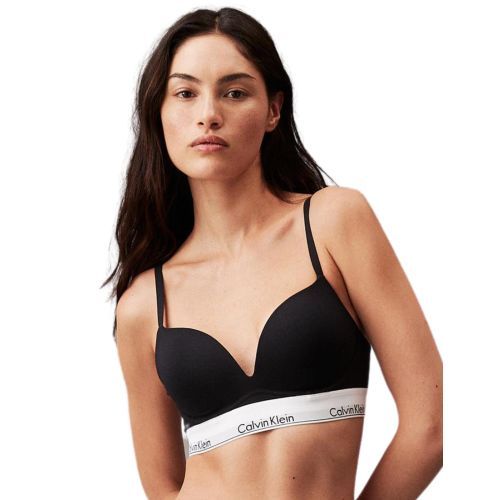 Calvin Klein Modern Cotton Plunge Push Up Bra - Black