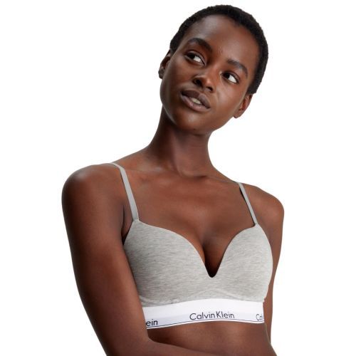 Calvin Klein Modern Cotton Plunge Push Up Bra - Grey Heather