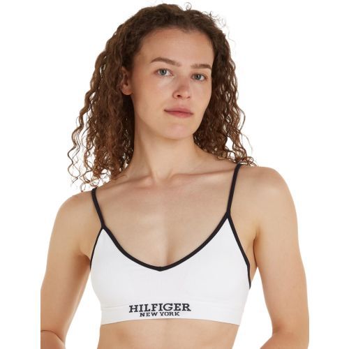 Tommy Hilfiger TH Monotype Contrast Piping Triangle Bra - White
