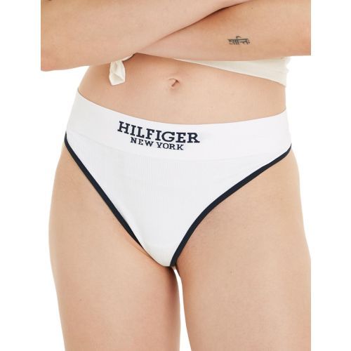 Tommy Hilfiger TH Monotype Contrast Piping Thong - White