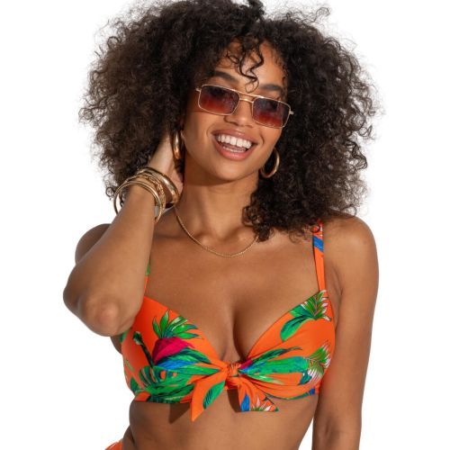 Pour Moi Paradiso Front Tie Bikini Top - Orange Tropical