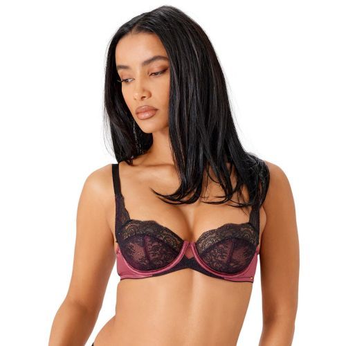 Gossard VIP Confession Non Padded Balcony Bra - Burgundy/Black