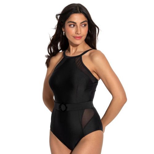 Pour Moi Shoreline Belted Control Swimsuit - Black