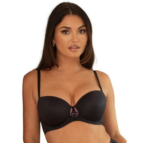 Pour Moi New Romance Balcony T Shirt Bra - Black/Rose