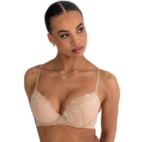Pour Moi New Romance Padded Push Up Plunge Bra - Almond