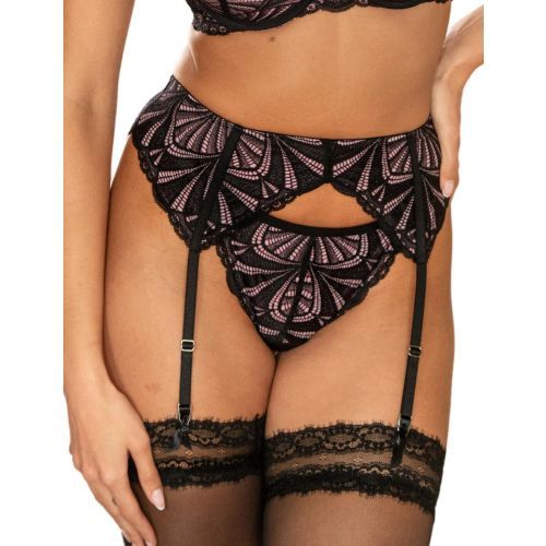 Pour Moi New Romance Suspender Belt - Black/Rose