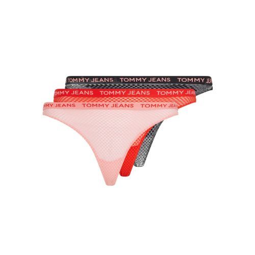 Tommy Hilfiger TJ Lace Thong 3 Pack - Black/Hot Heat/Tickled Pink