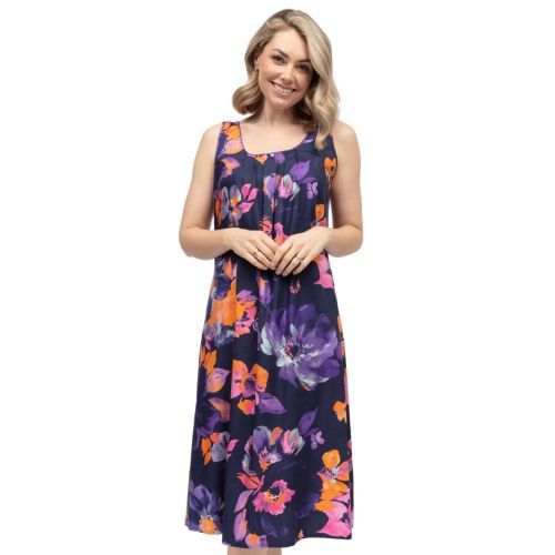 Cyberjammies Edie Floral Print Long Nightdress - Navy Mix