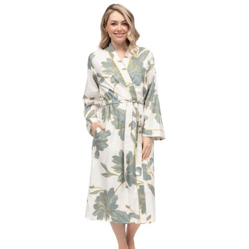 Cyberjammies Piper Floral Print Long Dressing Gown - White Mix