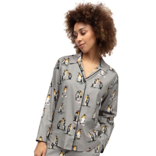 Cyberjammies Parker Penguin Print Pyjama Top - Grey Mix