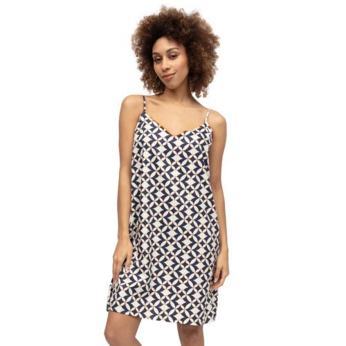 Cyberjammies Taylor Small Geo Print Strappy Short Nightdress - Navy Mix