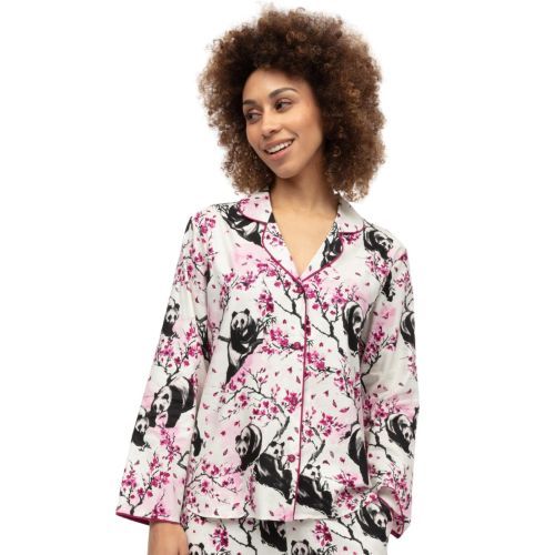Cyberjammies Penelope Panda Print Pyjama Top - White Mix