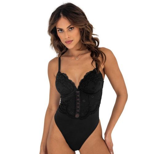 Pour Moi Swoon Plunge Bodysuit - Black
