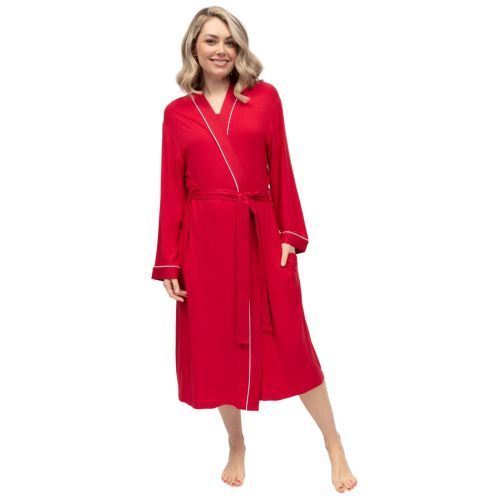 Cyberjammies Montana Jersey Long Dressing Gown - Red