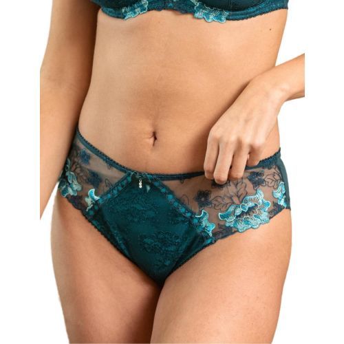Pour Moi Sofia Lace Embroidered Brief - Forest/Teal