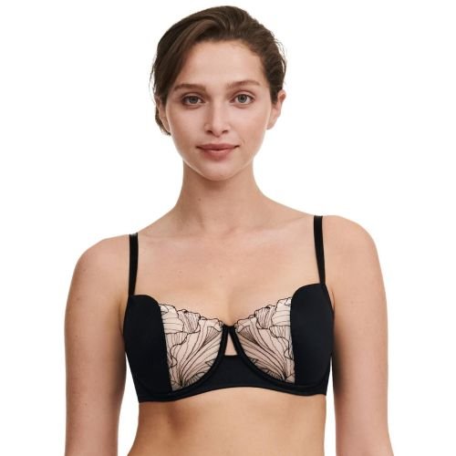 Chantelle Tattoo Love Half Cup Bra - Black/Golden Beige