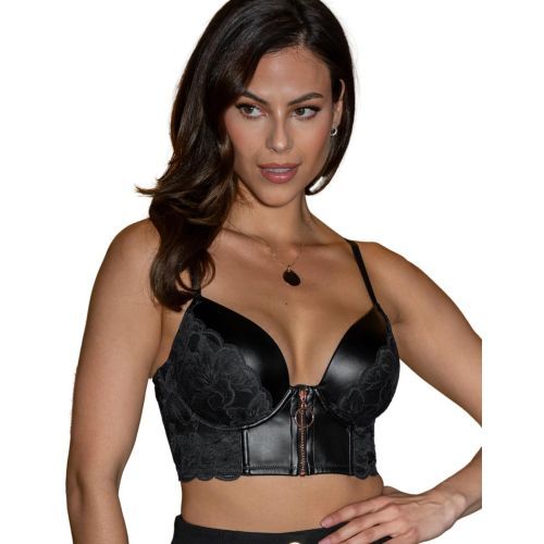 Pour Moi Onyx Front Fastening Padded Longline Bra - Black