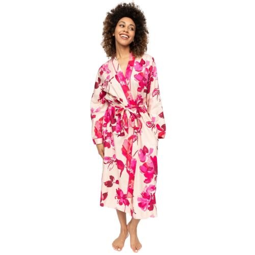 Cyberjammies Aria Long Dressing Gown - Peach Mix