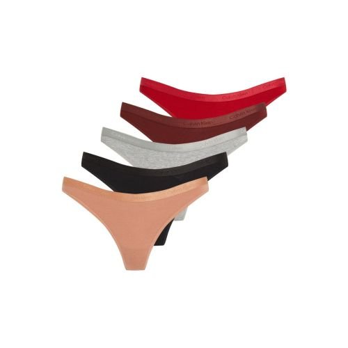 Calvin Klein Modern Logo 5P Thongs - BLK/GRY H/JNBRRY/CPR EARTH/RSTD RT