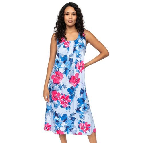 Cyberjammies Lyla Floral Print Long Nightdress - Blue Mix