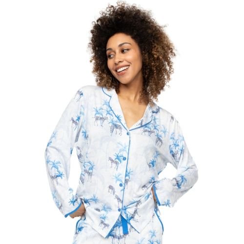Cyberjammies Lyla Zebra Print Jersey Pyjama Top - White Mix