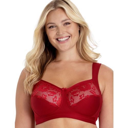 Miss Mary Of Sweden Lovely Lace Non Wired Support Bra - English Red