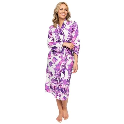 Cyberjammies Nora Rose Elsie Floral Print Long Dressing Gown - Cream Mix