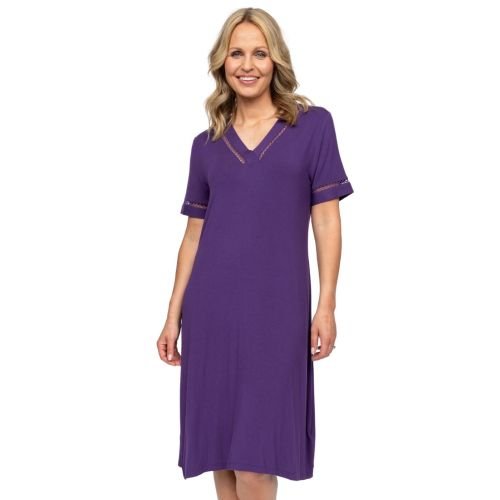 Cyberjammies Nora Rose Elsie Short Sleeve Short Nightdress - Purple