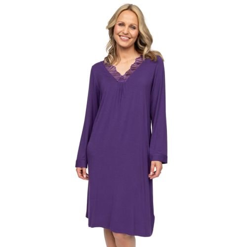 Cyberjammies Nora Rose Elsie Long Sleeve Short Nightdress - Purple