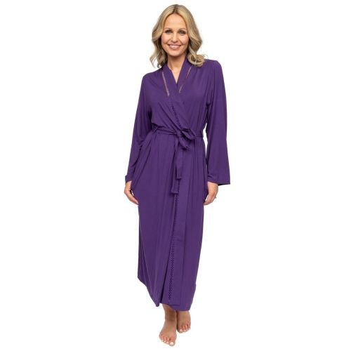 Cyberjammies Nora Rose Elsie Jersey Long Dressing Gown - Purple