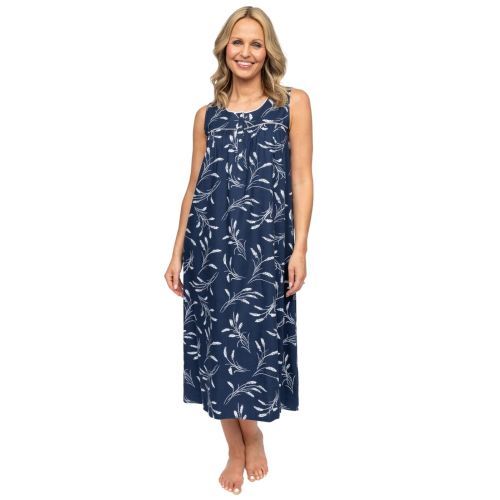 Cyberjammies Nora Rose Louisa Wheatsheaf Print Long Nightdress - Navy Mix