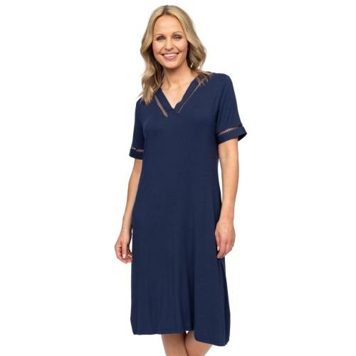 Cyberjammies Nora Rose Louisa Short Sleeve Short Nightdress - Navy
