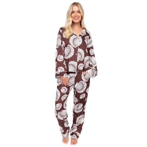 Cyberjammies Fable & Eve Battersea Shell Print Pyjama Set - Chocolate Brown Mix