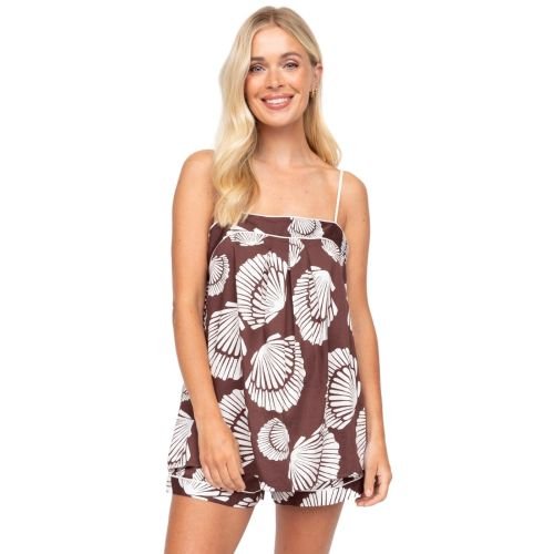 Cyberjammies Fable & Eve Battersea Shell Print Cami and Shorts Set - Chocolate Brown Mix