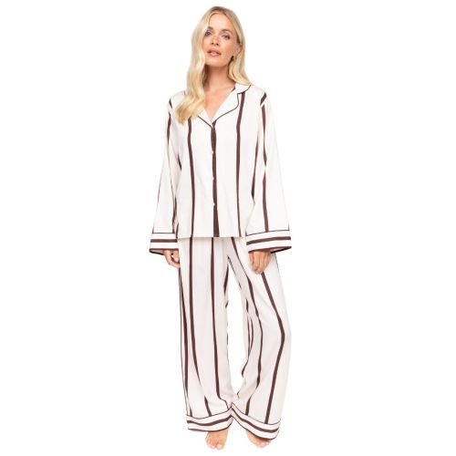 Cyberjammies Fable & Eve Battersea Stripe Wide Leg Pyjama Set - Ivory Mix
