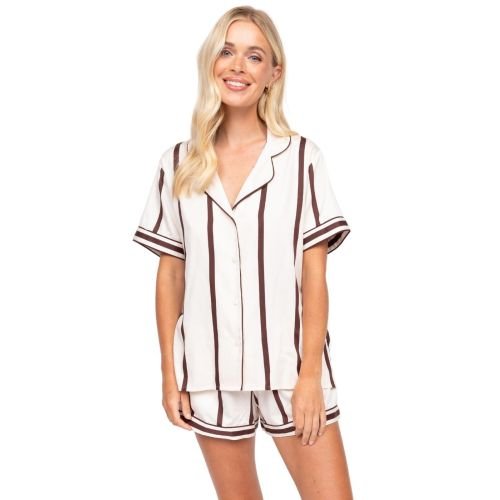 Cyberjammies Fable & Eve Battersea Stripe Short Sleeve Shorty Brief Set - Ivory Mix
