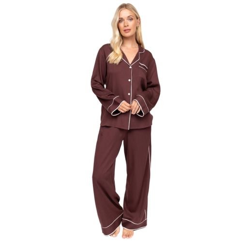Cyberjammies Fable & Eve Battersea Wide Leg Pyjama Set - Chocolate Brown