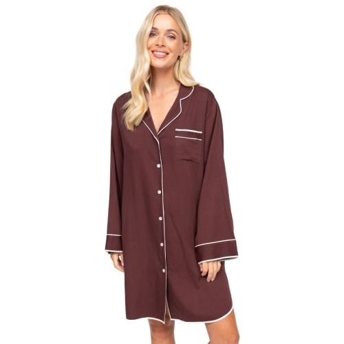 Cyberjammies Fable & Eve Battersea Long Sleeve Nightshirt - Chocolate Brown
