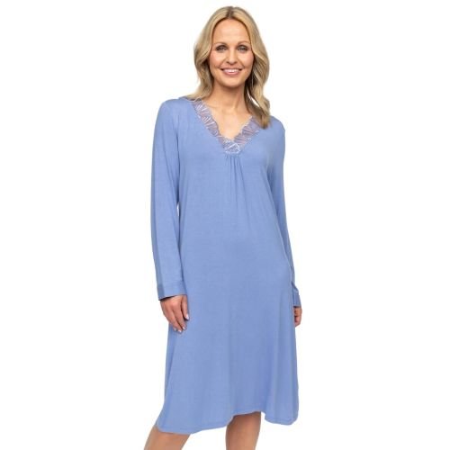Cyberjammies Nora Rose Brooke Long Sleeve Short Nightdress - Cornflower Blue