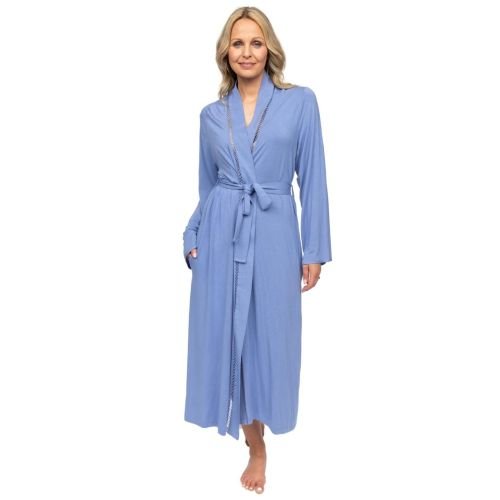 Cyberjammies Nora Rose Brooke Jersey Long Dressing Gown - Cornflower Blue