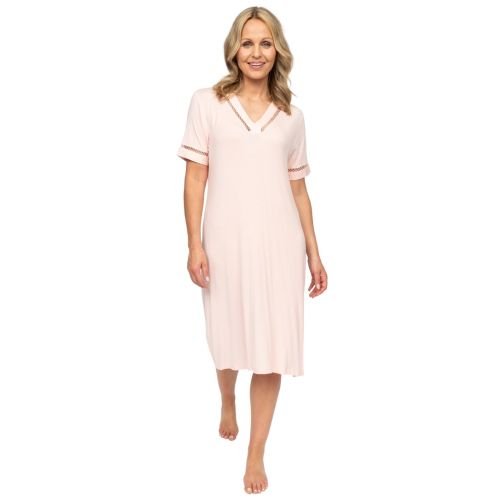 Cyberjammies Nora Rose Sally Short Sleeve Short Nightdress - Peach