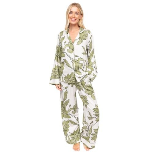 Cyberjammies Fable & Eve London Chiswick Floral Wide Leg Pyjama Set - Cream Mix