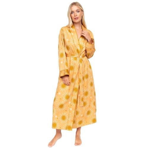 Cyberjammies Fable & Eve London Hoxton Abstract Sun Long Robe - Sunshine Peach Mix