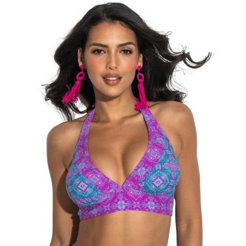 Pour Moi Venice Beach Longline Halter Bikini Top - Aquaburst