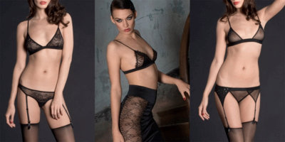 Collage of sexy black lace lingerie shots