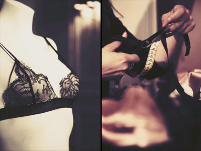 Black lace lingerie making